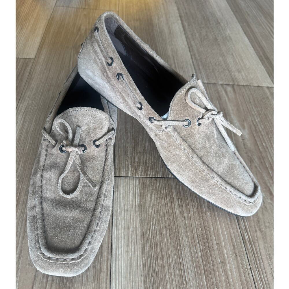 Tod's Mens 8 Tan Suede Gommino Moccasins Lace Up Loafers Made in Italy